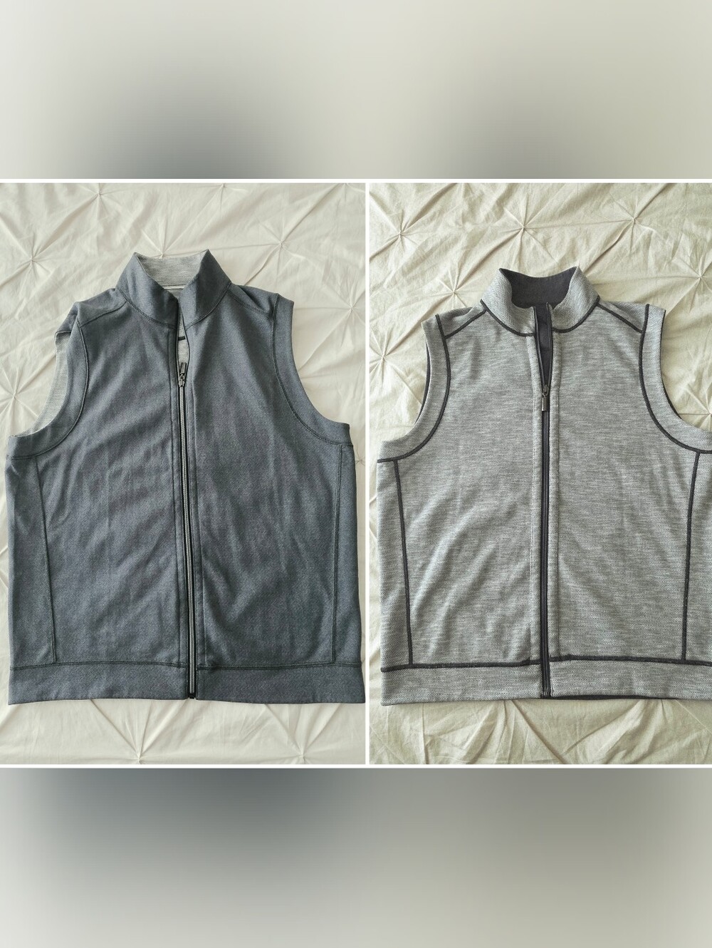 Tommy Bahama Reversible Full Zip Vest Heather Gray